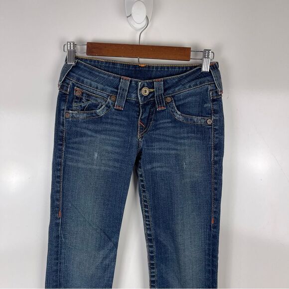 True Religion Distressed Flap Pocket Low Rise Julie Skinny Jeans Women's Sz 25 - Picture 3 of 10